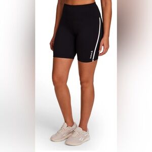 Reebok Women's Black Bike Shorts with White Stripe